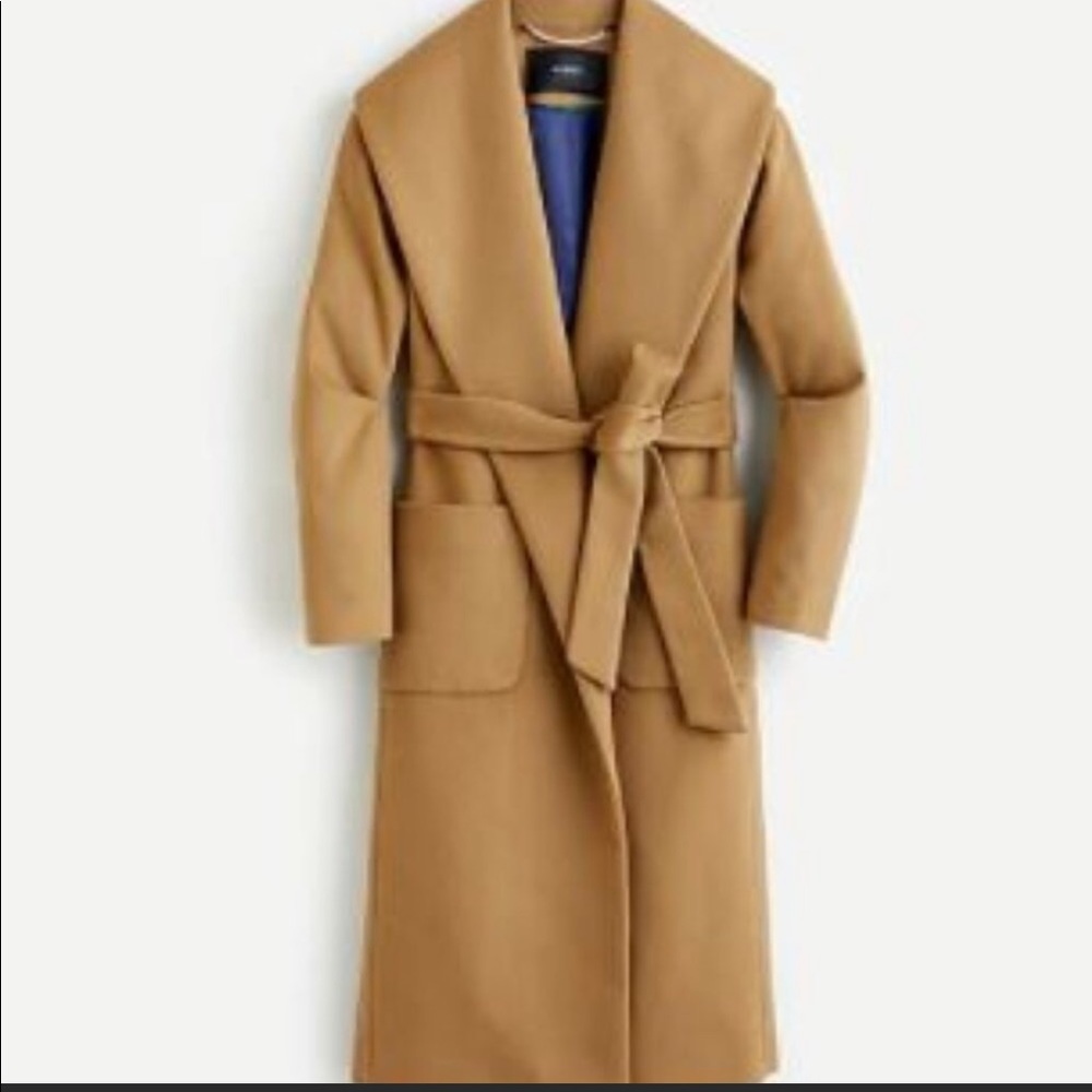 J. Crew Camel Tan Wool Cashmere Wrap Coat size S